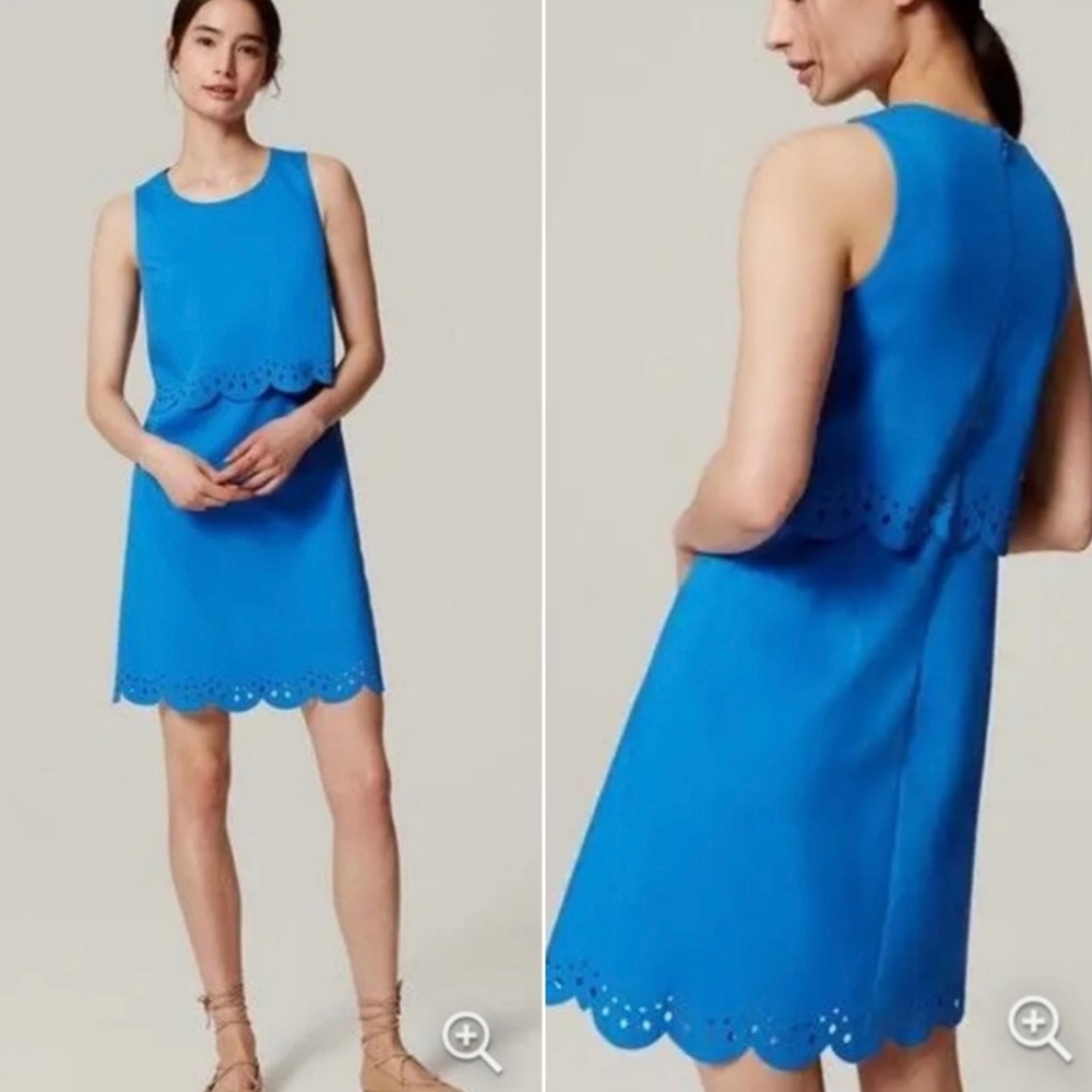 Blue Loft Dress Scalloped